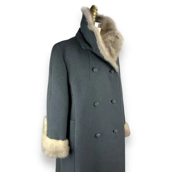 ❌SOLD❌1950's union gray wool and mink fur swing coat by TOWNLEY SAMTERS for NINA - Picture 9 of 14